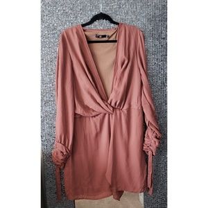 Curve Mocha Twist Front Cold Shoulder Dress